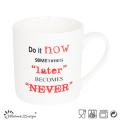 11oz nova caneca de osso China com Decal Words impressão